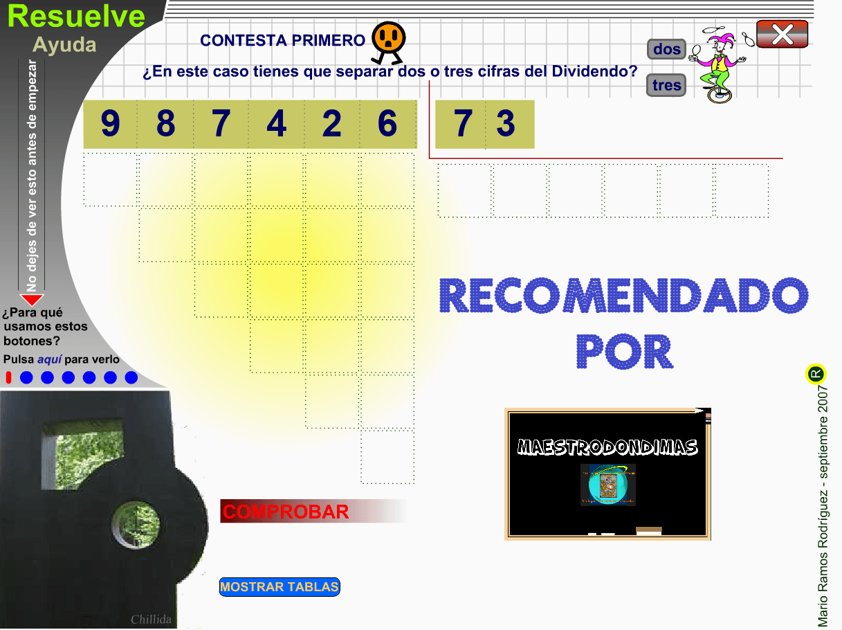 Juego: Dividir entre dos cifras