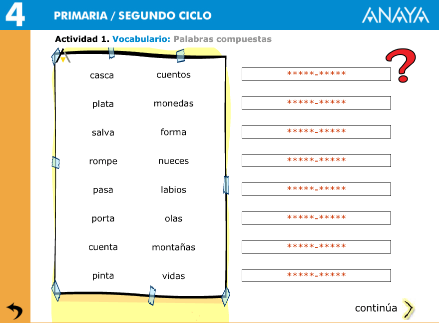PALABRAS COMPUESTAS. ACTIVIDAD INTERACTIVA 4º PRIMARIA